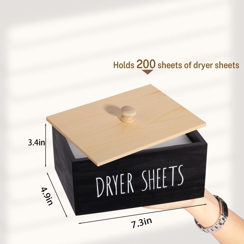 zoocatia Laundry Room Decor Dryer Sheet Container Wood Detergent Dispenser