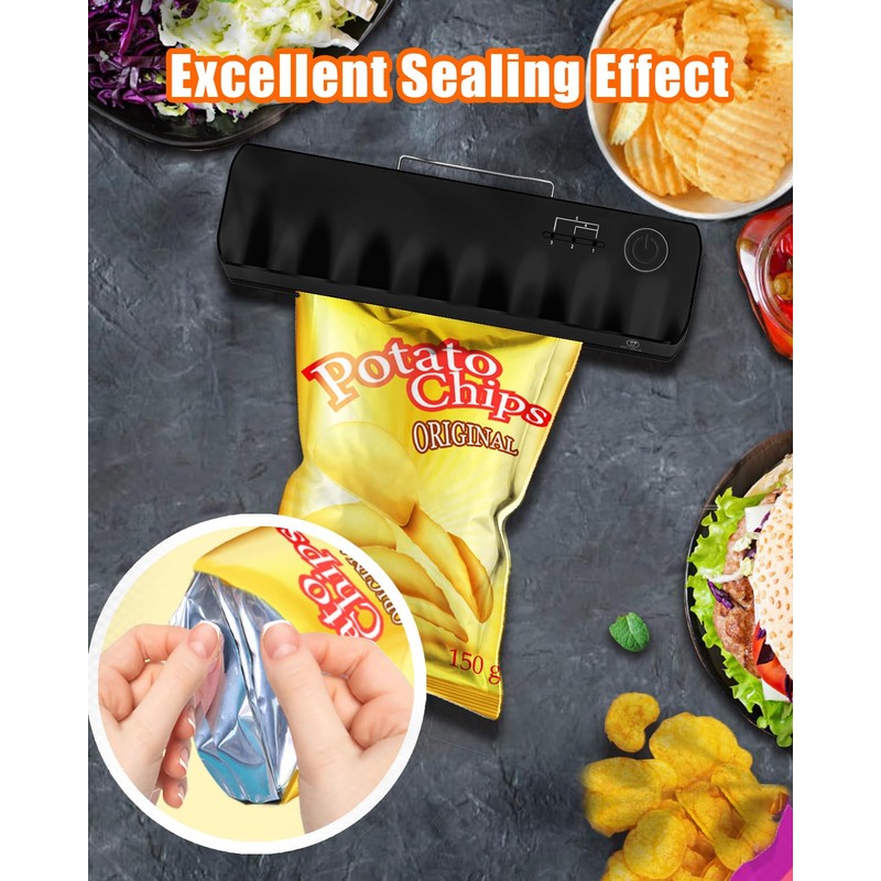 Bag Sealer Mini Rechargeable,3000mAh Heat Sealer Machine with 5 Adjustable