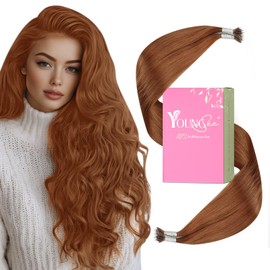 YoungSee Copper Hair Extensions - Nano Loop Human Hair, 25s 25g, 20in