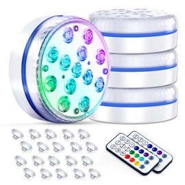 Submersible Led Pool Lights for Above Ground Pools IP68 Waterproof Inground Pond Light Underwater with 4 Magnets, 4 Suction Cups and 16 RGB Dynamic Color (4pack)
