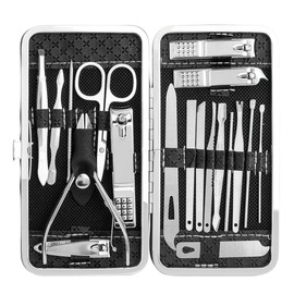 Evponk 19 Pcs Nail Clippers Set, Stainless Steel Manicure & Pedicure Kit, Professional Finger Nail Trimming & Grooming Kit for Men and Women