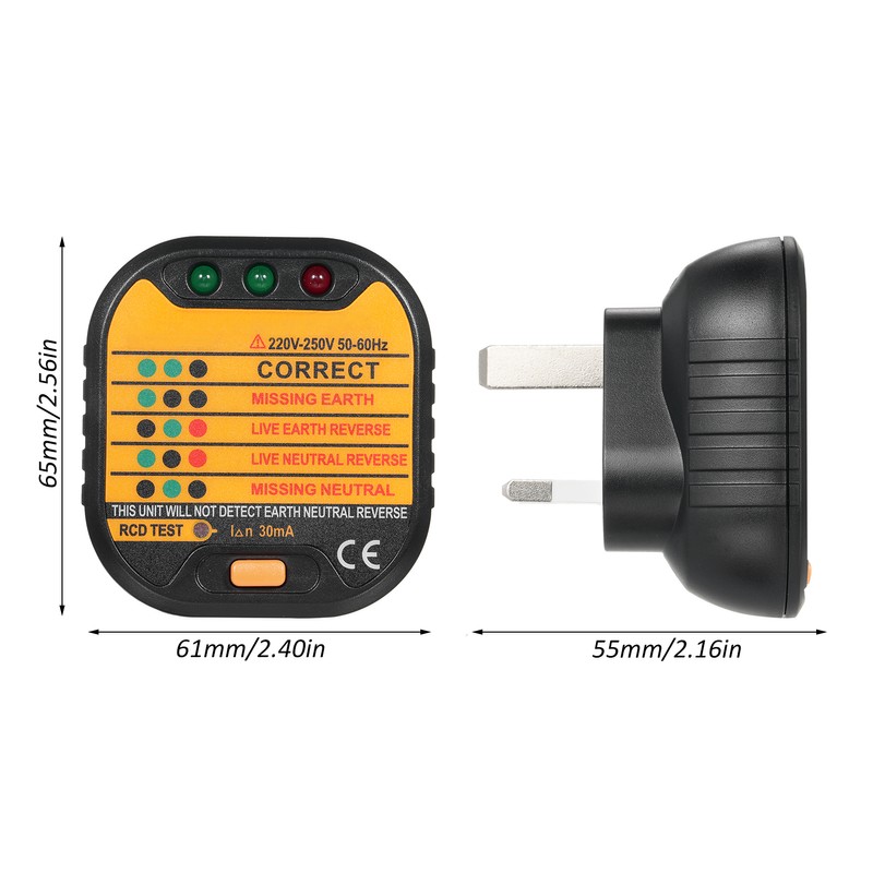 Socket Tester Portable Plug Outlet Circuit Tester Polarity Voltage Tester