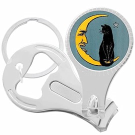 Cat and Moon Nail Clippers Plus Bottle Opener Keychain