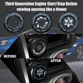 AMOHOMA Push Start Button Cover Rotary Car Start Button Cover Universal Button Decoration Gift Anti-Scratch Protector Ring (Anime-Black 4)