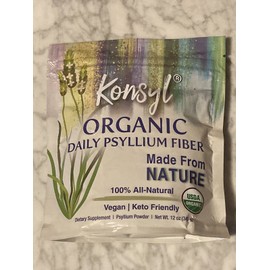 Konsyl Organic Psyllium Fiber USDA All Natural Vegan Keto GF SF Daily Powder