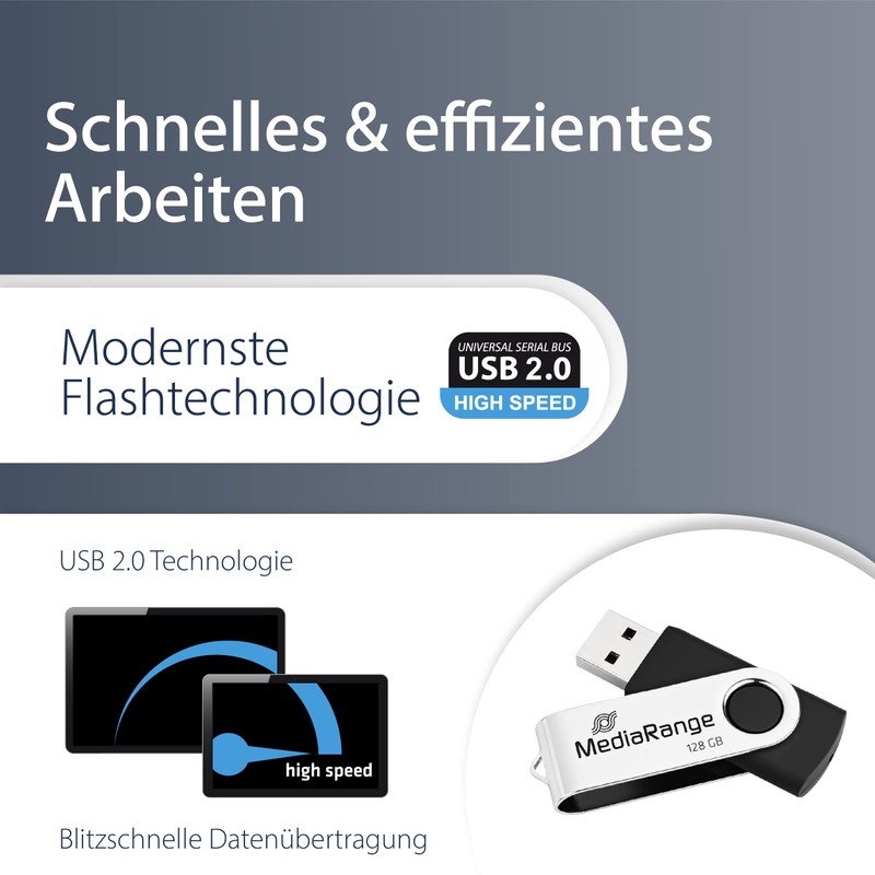 MEDIARANGE MR913 USB Stick 2.0 128 GB Black/Silver