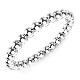 Metal Factory 925 Sterling Silver 2MM Eternity Bead Wedding Band Ring, Sterling Silver, No Gemstone