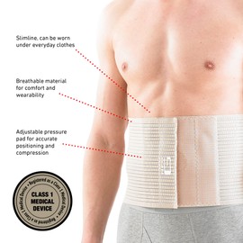 Neo-G Hernia Belt for Men and Women – Upper Abdominal Hernia Support – Umbilical Hernia Support Belt - Reduces Symptoms of Overstrain & Exertion - Breathable & Adjustable – M