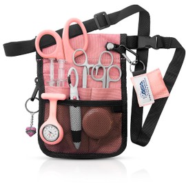 ASA TECHMED Nurse Utility Belt – Complete Medical Belt Utility Kit, Pro Pack Pocket Organizer Pouch Hip Bag for EMT, CNA, NP, PA, Student, Pink