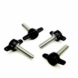 1/4"-20 x 1 Thumb Screws T Bolts with Black Plastic Tee Wing Clamping Knob Stainless Steel Standard Thread Rust Proof (4 Pack)