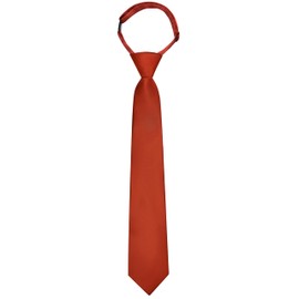 Branduce Burnt Orange Tie for Boys Silk Blend Pre-tied Adjustable Kids Necktie for Age 8-12 Wedding School Graduation (TA18-19)
