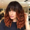 Nnzes Ombre Auburn Wig with Bangs for Women Shoulder Length