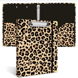 3 Ring Binder 1 Inch, Cute Leopard Decorative Hardcover Low Profile Clipboard with Storage, 1'' Round Ring Binders for Letter Size Paper, Binder Organizer for School Office Supplies(Cheetah Spots)