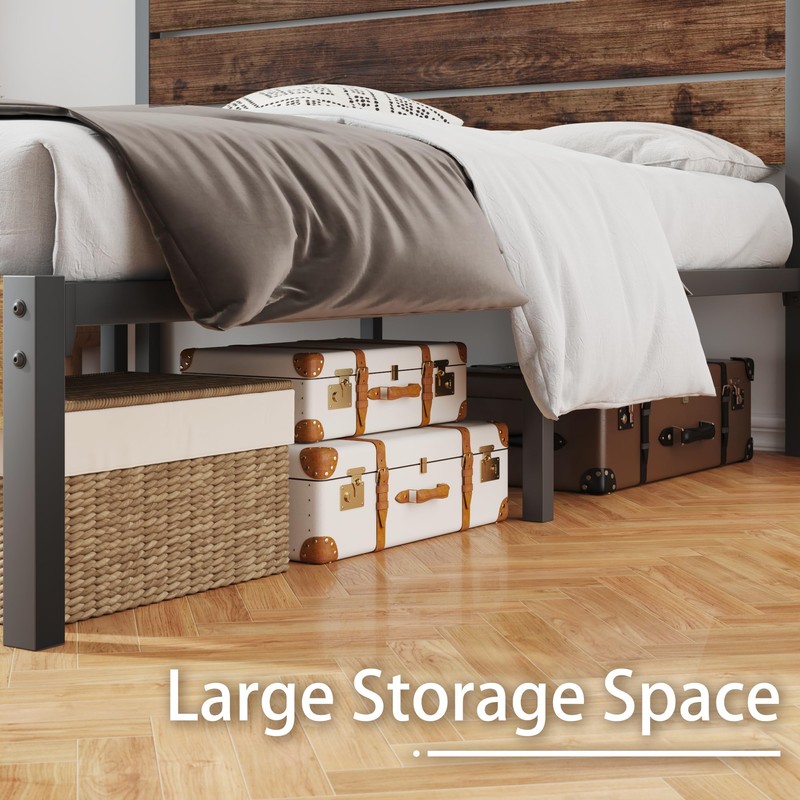 Fluest Twin Bed Frame with Headboard and Footboard, Metal Twin