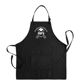 Grill Gifts for Pop Everything Tastes Better Off Pops Grill Black Apron BBQ Two Pocket Apron HP Black