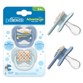 Dr. Brown's Advantage - Chupete simétrico 100% silicona para bebé Paci, 0-6 m, sin BPA, azul, paquete de 2