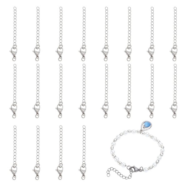 PandaHall 20 Pieces 2.2 Inch 304 Stainless Steel Necklace Bracelet