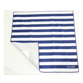 YouYouWu Sticky Insulated Multi Cloth Pitakuro Lunch Bag Insulated Lunch Bag No Tie Lunch Cloth Stylish Cute Navy Border Width 42 x Height 42 cm (Navy, Striped)