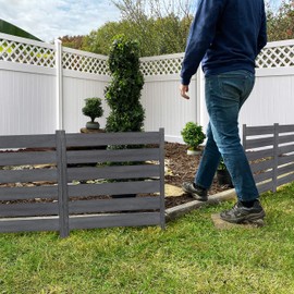 Zippity Outdoor Products ZP19066 2’ H x 2’ W No-Dig Charcoal Color WoodTek Vinyl Maui Garden Fence Kit (3 Panels)