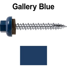 10 X 1-1/2" HI-LO Aluminum Cap Metal Roofing Screws - Gallery Blue Zinc Plated Carbon Steel Shank - EPDM Washer - 1 x 250 Count Pkg