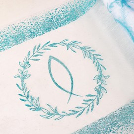 10 Y x 29 cm Fish Organza Rolls Transparent Organza Fabric Table Runner Perfect for Communion Confirmation Christening Confirmation Party Decoration Gift Bow Accessory (Blue Fish)