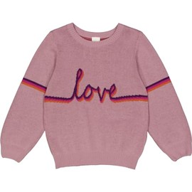 Fred's World by Green Cotton Girls' Knit Jacquard Sweater, PINK HAZE