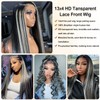 Grey Highlight Lace Front Wigs Human Hair Ombre Balayage Natural