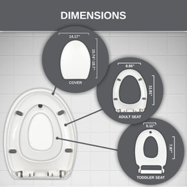 Toilet Seat with Built-In Toddler Potty Training Seat, Slow Close, Easy Clean, Magnetic Removable Kids Seat