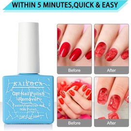 Gel Nail Polish Remover with Cuticle Pusher and Cuticle Nippers & Nail Buffer, Professional Remove Acrylic Gel Powder Nail in 3-5 Minutes,Home DIY and Salon, No Soaking or Wrapping (1 Pcs Set)