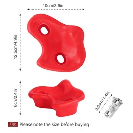 10PCS Rock Climbing Holds,Plastic Comfortable Rock Climbing Stone Rocks Bright Colors Wall Stones with Screw Pad and Nut for Outdoor Indoor Climbing Frames Children Playground(Red)