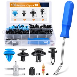 GOOACC 148Pcs Front Fender Liner Trim Panel Retainer Rear Bumper Cover for Toyota 90467-10183 90467-10188 90467-07215 52161-02020 Fastener Remover 4-Way Tools Tire Caps Tire Cores