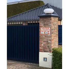 ALKB Delivery Sign for Outdoor Use 8x12 Inch Package Sign with Arrow Right - Please Deliver All Packages to Side Door