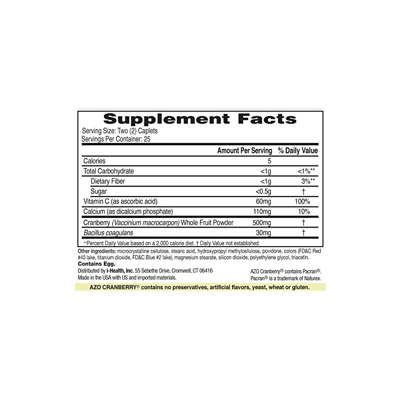 AZO All Natural Concentrated Cranberry Tablets, 50 Count (Pack of