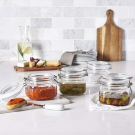 Mason Craft & More Clear Glass Clamp Jars, 17OZ Mini Short 4PK