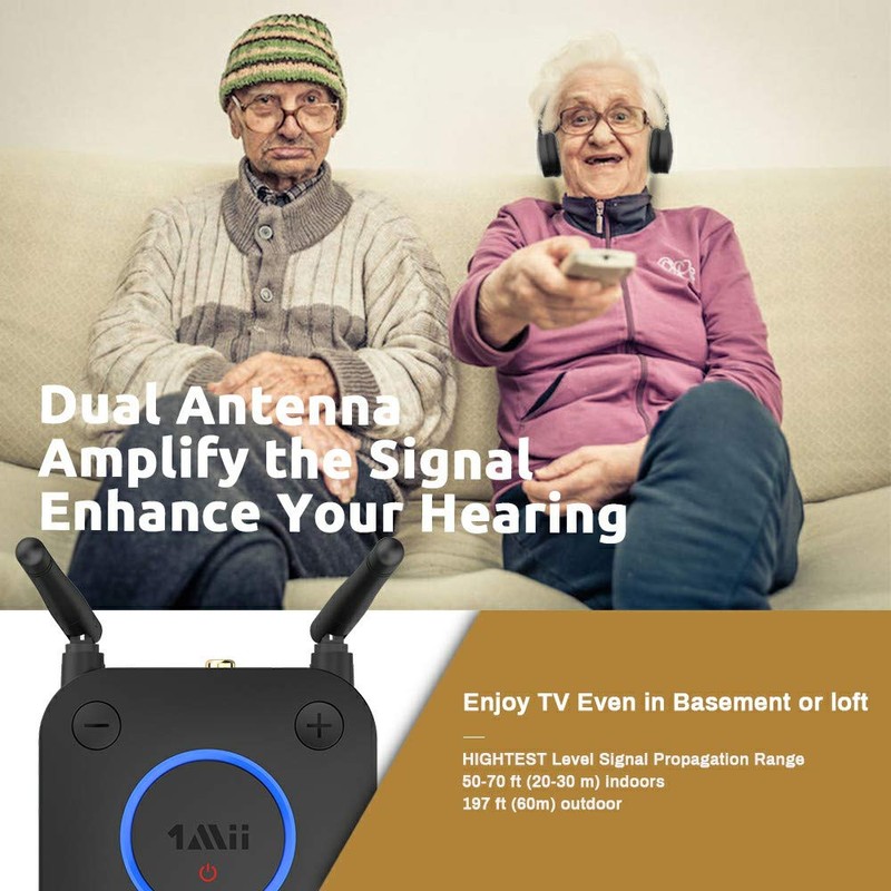 1Mii Bluetooth 5.2 Transmitter for TV to Headphones, Long Range