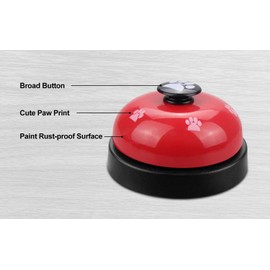Pet Training Bell, Red and Black, Paw Print Design, Desktop Service Bell for Hotel School Bar Shop Restaurant