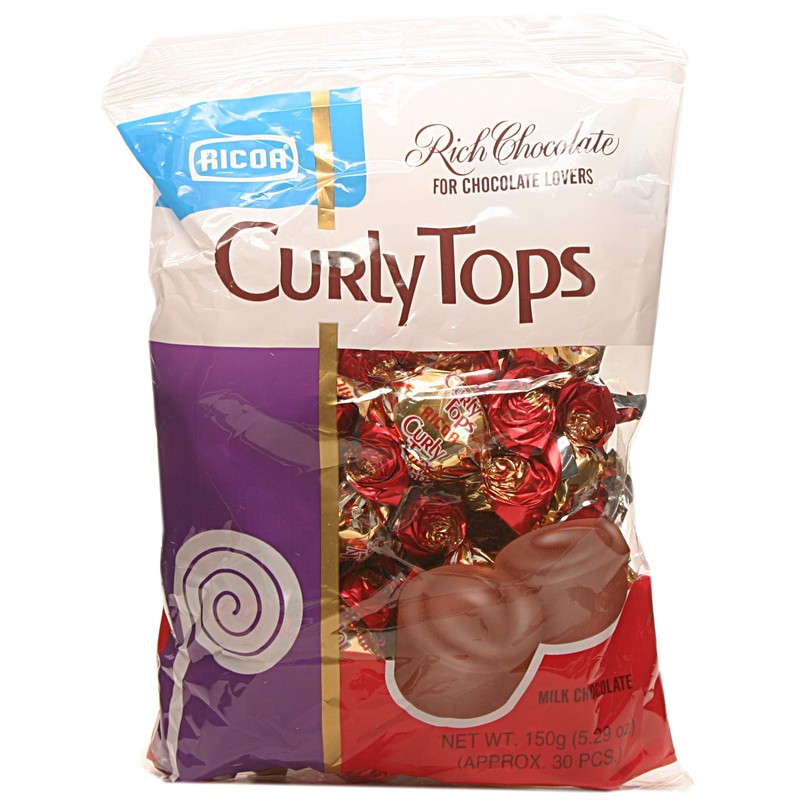 Ricoa, Rich Chocolate Curly Tops Candy (Pack of 3), Imported