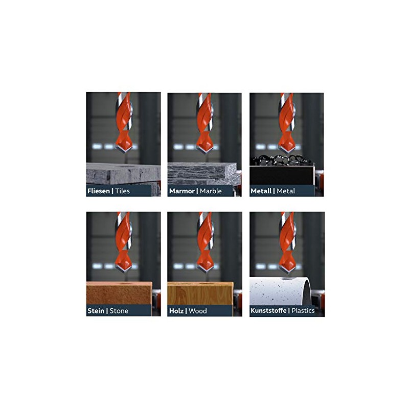 Presch Universal Drill Bit Set Professional 5-Piece Carbide Multi-Purpose Drill