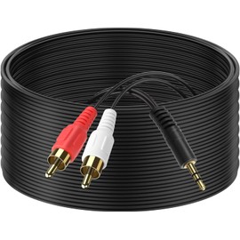 PASOW 3.5mm Stereo Male to 2RCA Male (Right and Left) RCA Audio Cable (75 Feet)