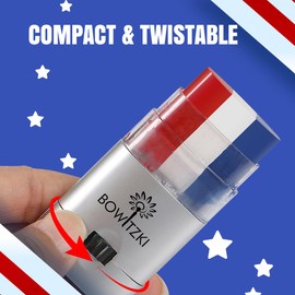 5PCS Red White Blue Face Paint Sticks,USA Flag colors Patriotic face body paint makeup for 4th of July Independence Day，sweefproof eye black stick for Baseball Game,Sports Fans