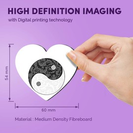 1 x Heart MDF Magnets - Yin Yang Yoga Flowery Meditation Sign 40276