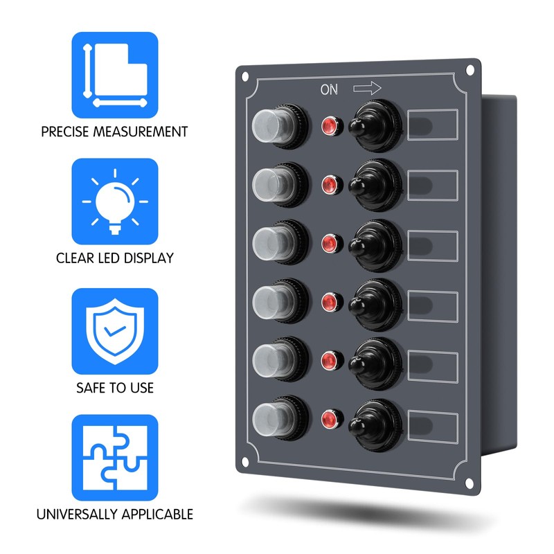 Marine Switch Panel, Haoguo 6 Gang Boat Electrical Panel with
