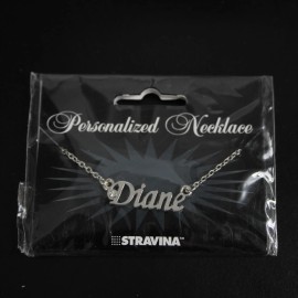 Stravina DIANE Name Silvertone Rhinestone 14.5" w 4.5" Multi Ring Ext Necklace