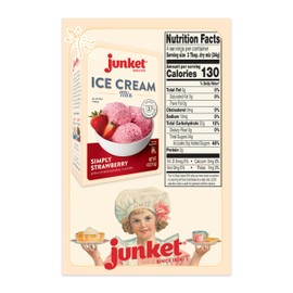Junket Strawberry Ice Cream Mix: Makes 6 Quarts Old Fashioned Homemade Ice Cream for Ice Cream Maker or Hand Stir - Just Add Milk and Cream, Chill, and Enjoy. Quick and Easy! 4 oz Box of Powdered Ice
