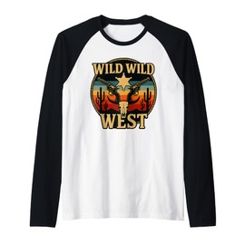 Wild Wild West Costume Funny Outlaw Gunslinger Sheriff Star Raglan Baseball Tee