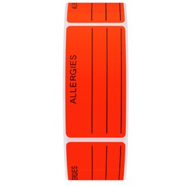 Hybsk Allergies Sticker Fluorescent Red Allergy Stickers/1"x2" Write on Label Total 500 Per Roll (Fluorescent Red)