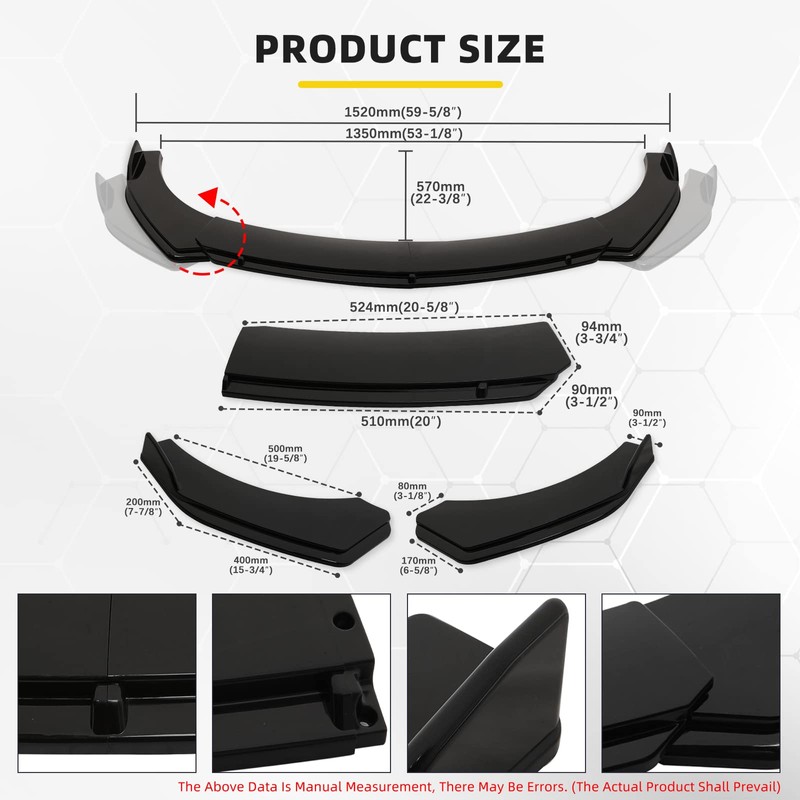 DREAMIZER Front Lip Universal Front Bumper Lip Splitter Spoiler Chin