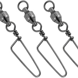 Dr.Fish High Strength Fishing Ball Bearing Swivel with Coastlock Snap, Welded Ring, Saltwater Standard High Strength 26Lb to 500Lb,100% Copper & Stainless Steel Black Nickle Coated