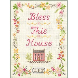 Bless This House' Sampler - Complete Cross Stitch kit on 14 aida with Clear Colour Chart