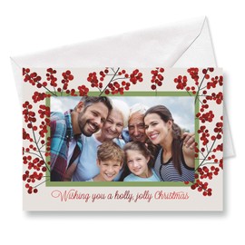 Holly Jolly Photo Sleeve Christmas Cards - Set of 18